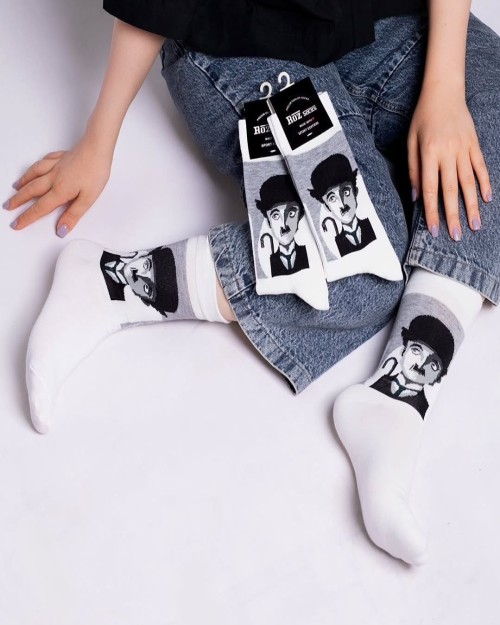  جوراب ساق بلند زنانه طرح چاپلین مشخصات