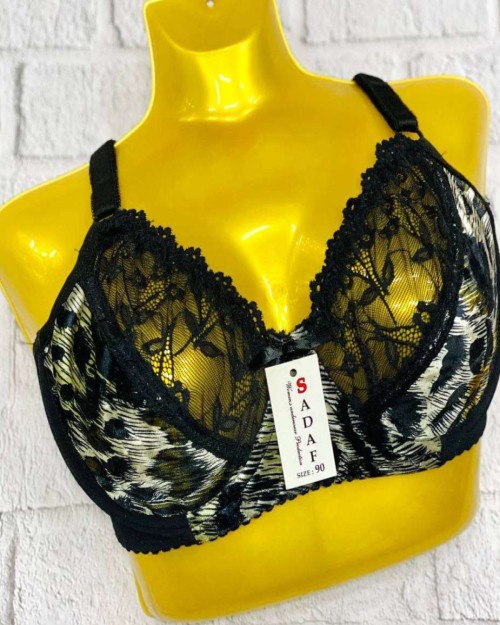  سوتین مخمل پلنگی زیرنخی بالا دانتل فنردار  کد محصول:  200302 