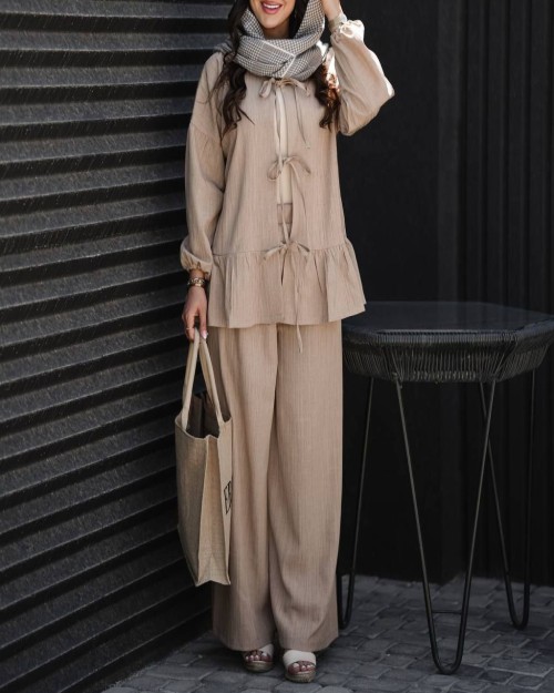  ست مانتو شلوار عروسکی چین دار کد 5016 مشخصات