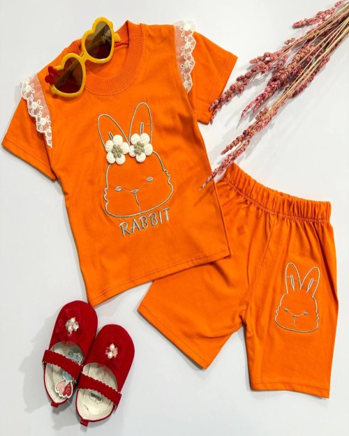  تیشرت و شلوارک خرگوشی نارنجی مشخصات
