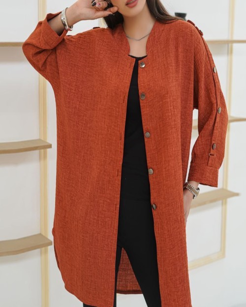  مانتو سرشانه دکمه دار 