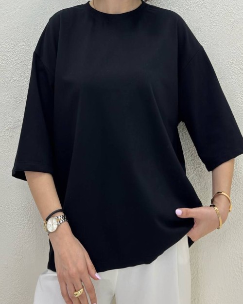  تیشرت باکسی مشکی 