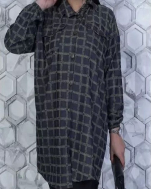  مانتو قواره دار کمینو تنسل چاپی کد ۶۵۵۱ 