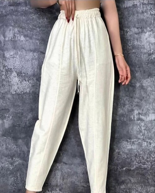  شلوار مام خمره ای لینِن مشخصات