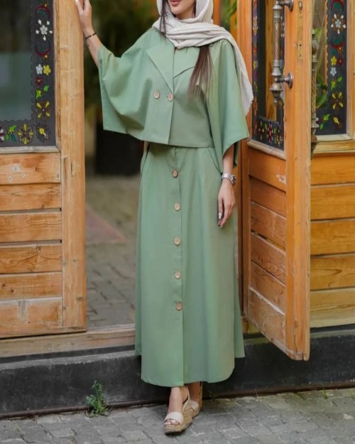  کت و دامن جلو دکمه 